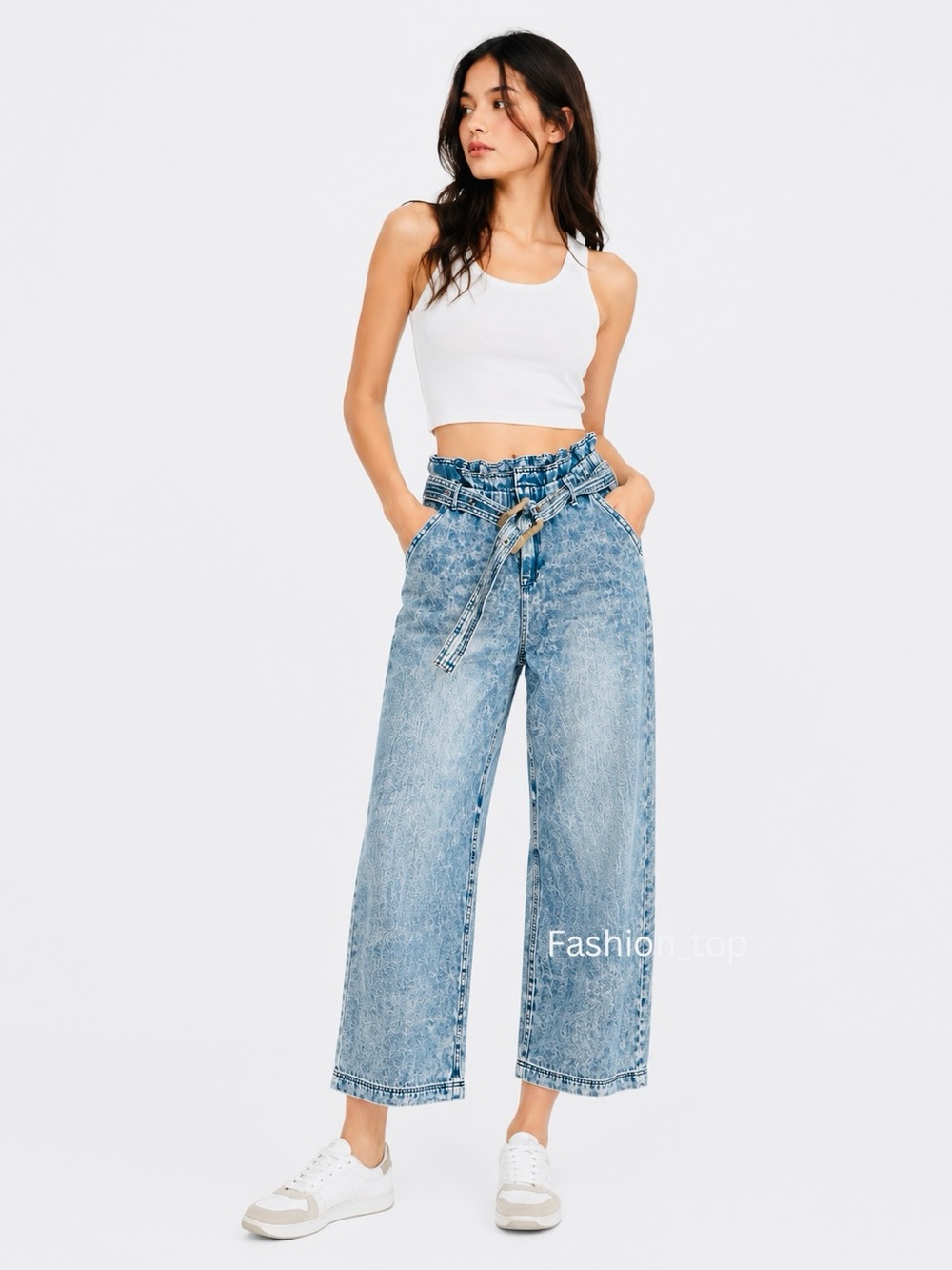Sam Edelman Jeans Indigo Hi-rise PaperBag Waist Wide Leg Women's 28 NWT